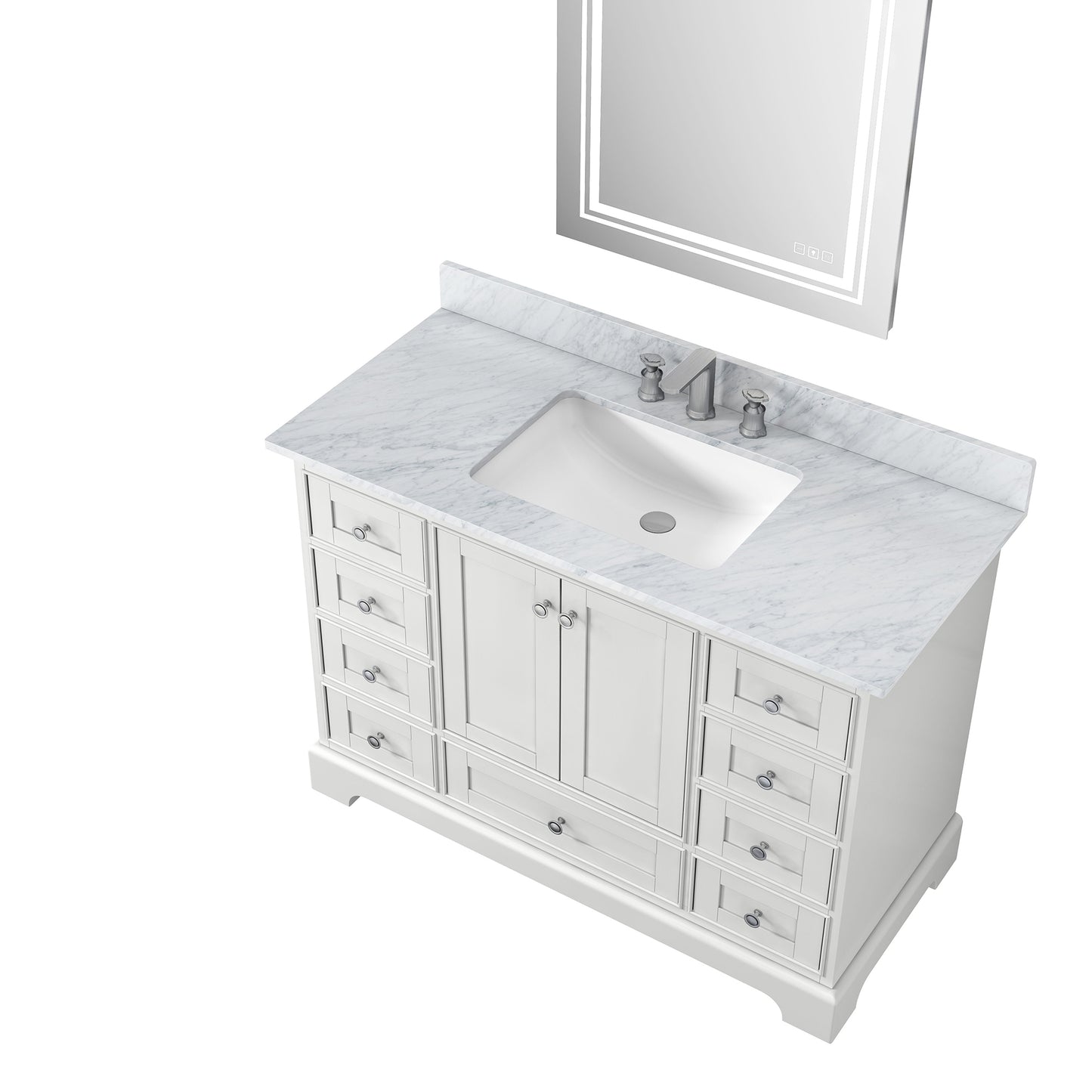 VanityLux White Wood Bathroom Set