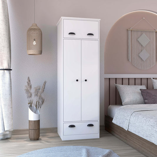 White Armoire with Hinged Drawer by DEPOT E-SHOP
