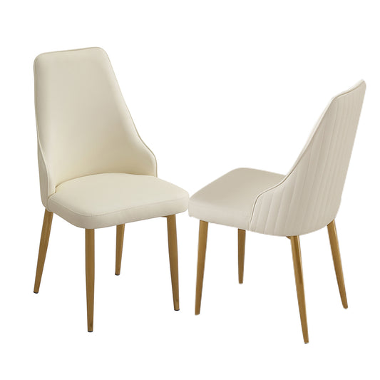 White Leather Dining Chairs (Set of 2)