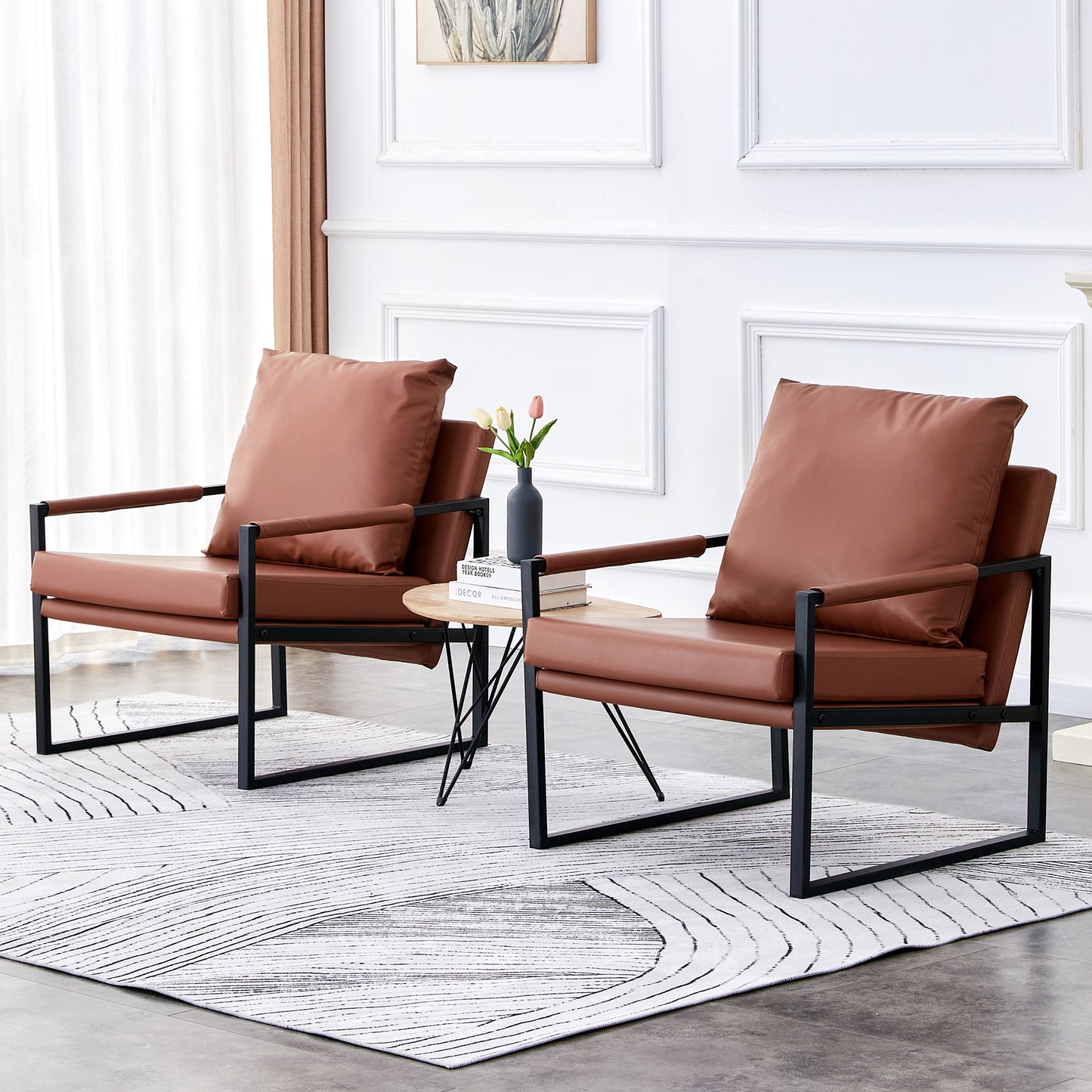 Chic Leather Armchair Duo