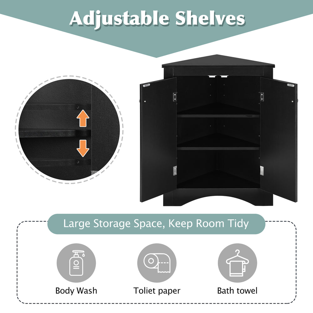 Chic Black Triangle Storage Cabinet for Home & Kitchen