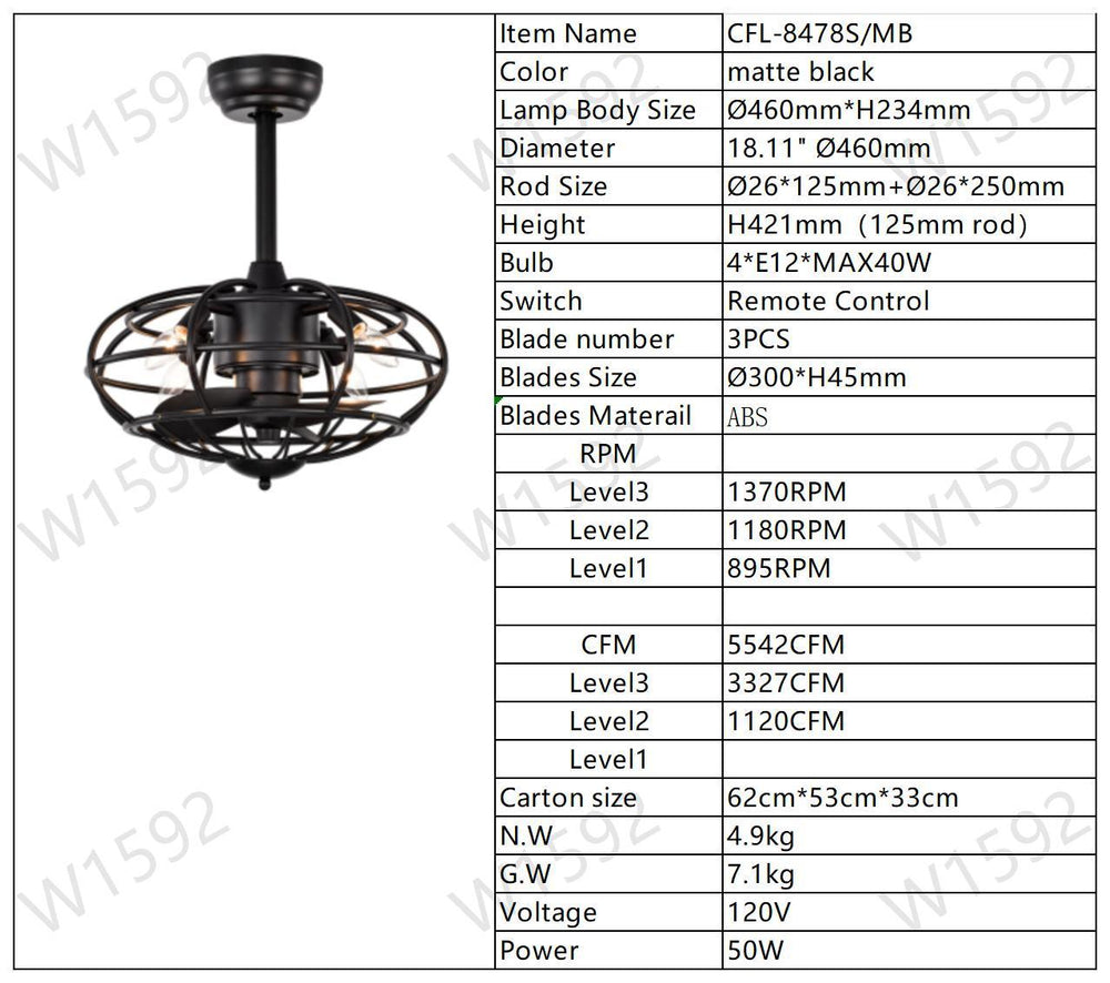 Cozy Caged Ceiling Fan with Remote - Perfect for Any Room!