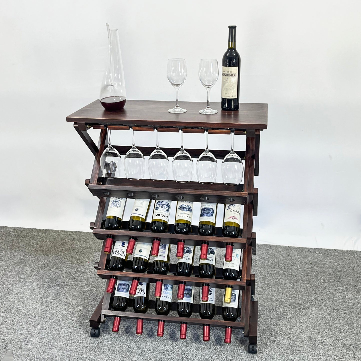 Chic Walnut Wine Display Rack