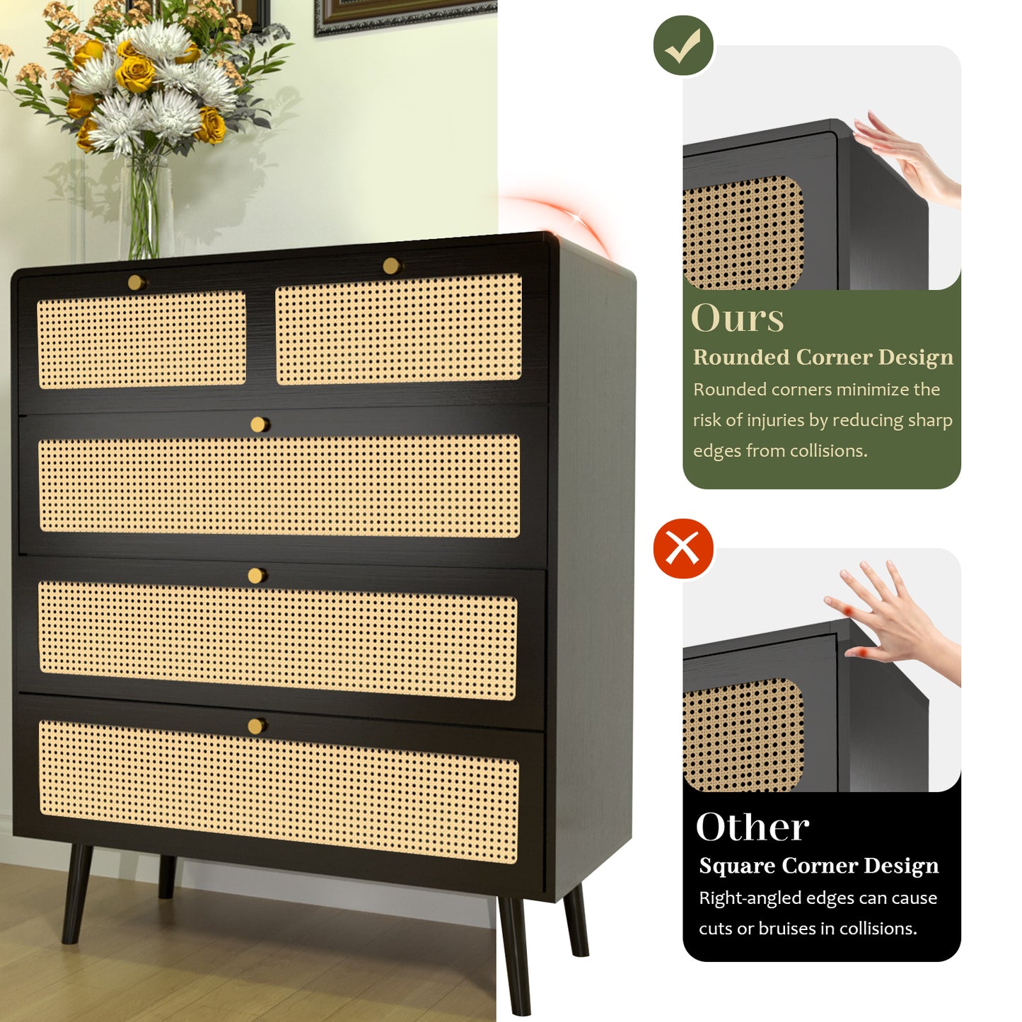 Rattan Charm Dresser - Stylish Storage for Any Room