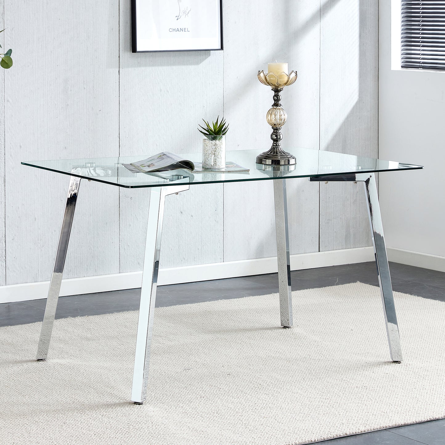 Sleek Glass & Metal Dining Table for Modern Spaces