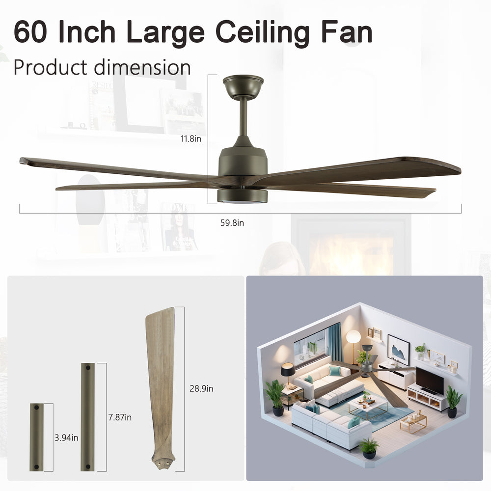 Sleek Wood Ceiling Fan with Light & Remote Control