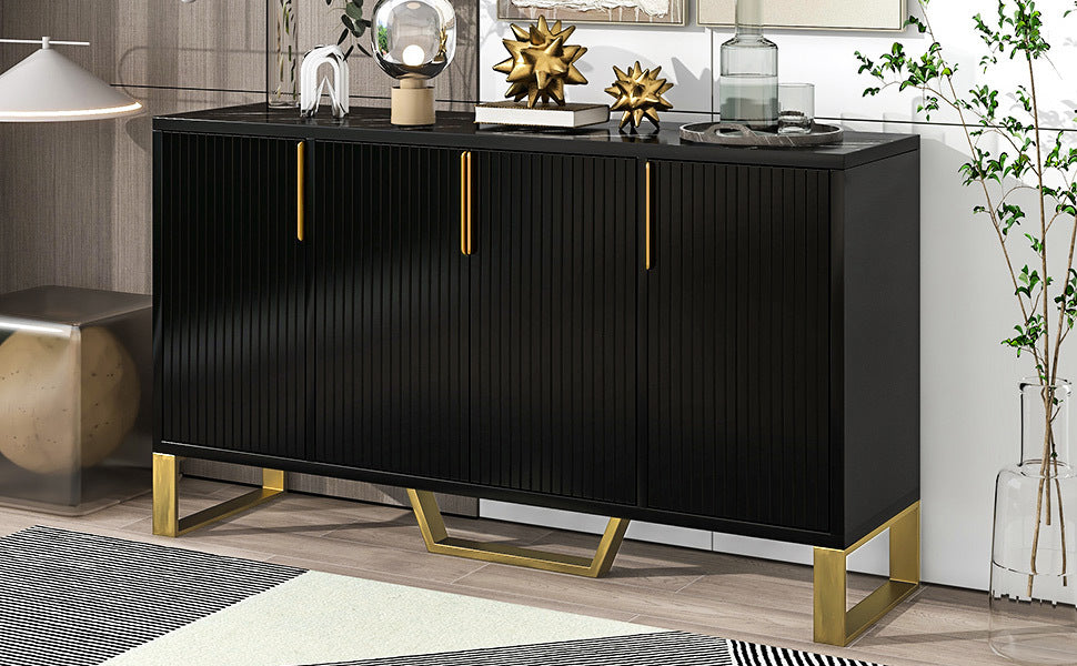 Sleek Black Modern Sideboard with Adjustable Shelves