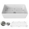 Chic White Farmhouse Kitchen Sink with Drain & Grid