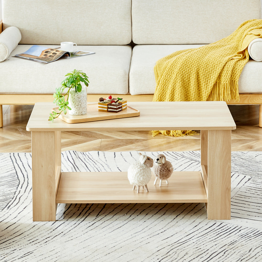 Chic Log-Inspired Double Layer Coffee Table