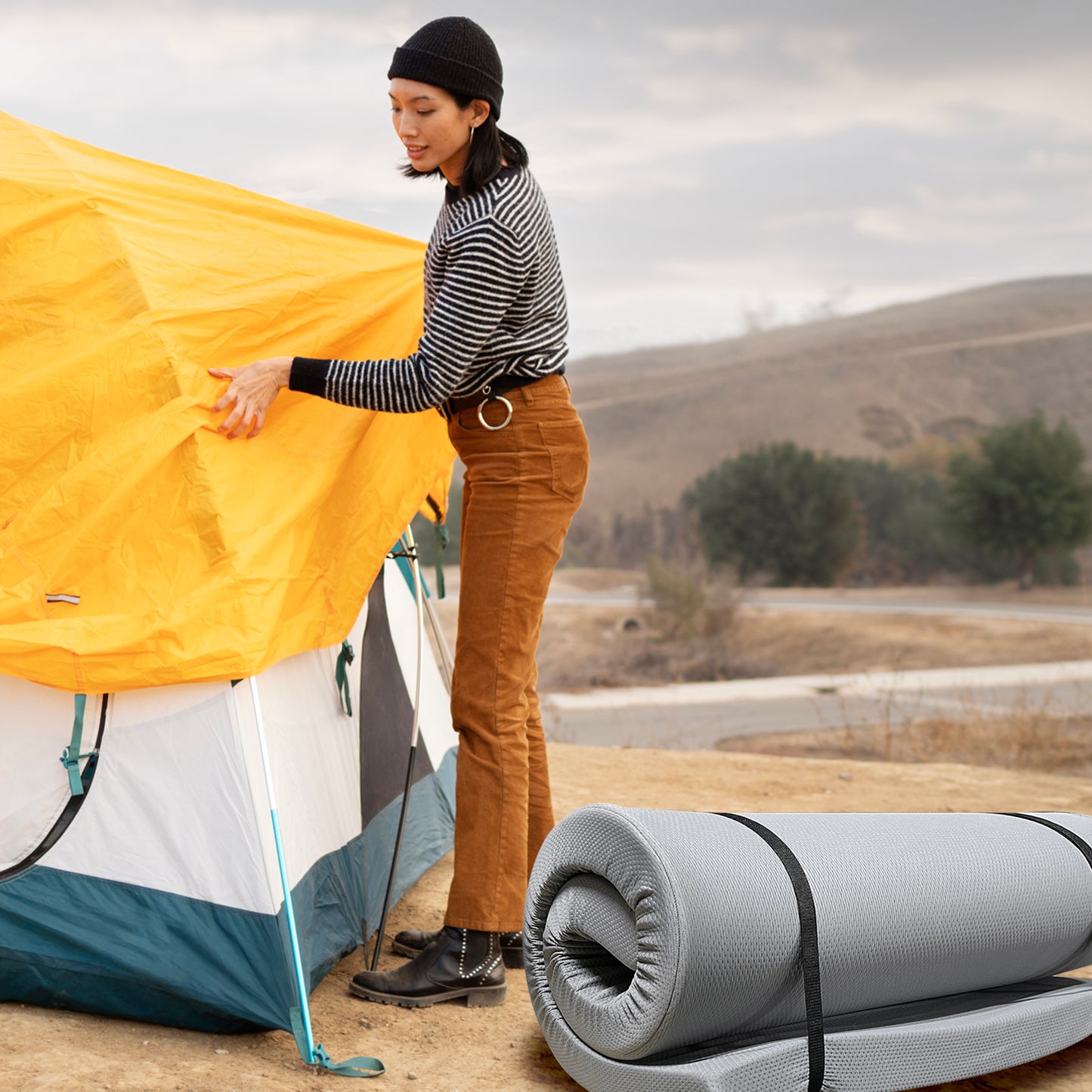 CozyCamp Memory Foam Mattress - Portable & Water-Resistant Comfort for Any Adventure!