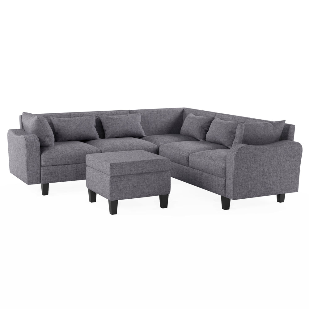 Cozy L-Shaped Sectional Sofa Set with Storage and Unique Armrests