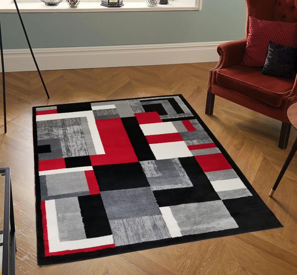 Cozy Black-Grey Living Room Rug