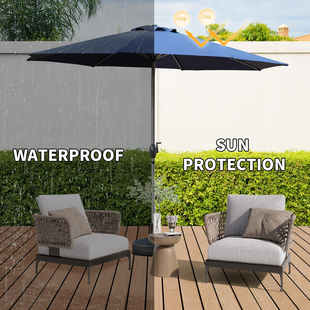 Navy Blue Patio Umbrella with Tilt & Crank – Perfect Sun Shade for Your Outdoor Oasis!