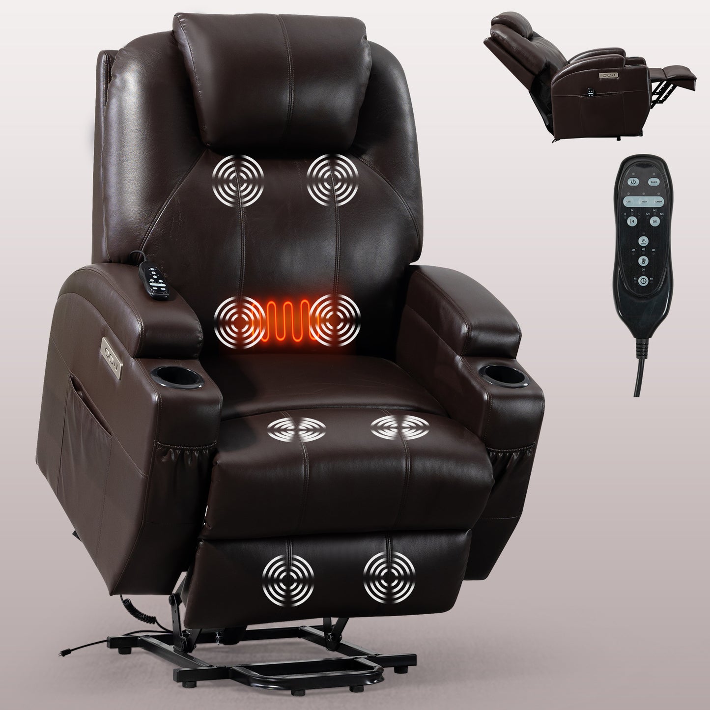 Cozy Lift Recliner with Vibration Massage and Heat for Seniors