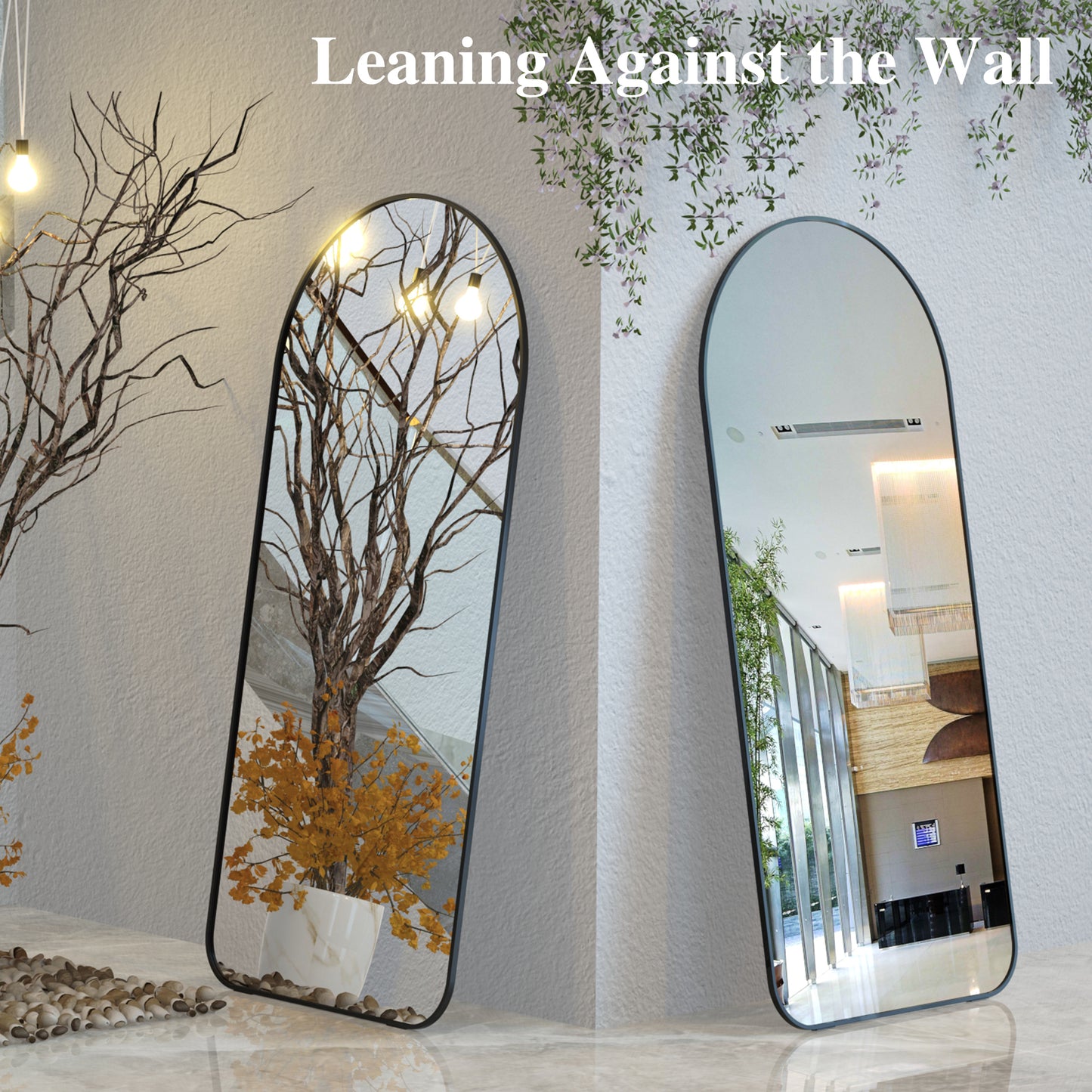 Elegant Black Full-Length Mirror - Stylish Oversized Design for Any Room