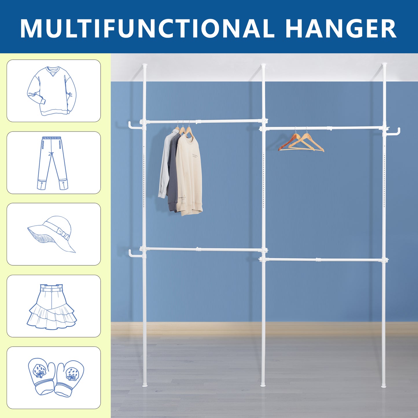 Versatile Double Clothes Rack - Adjustable & Sturdy Hanging Solution