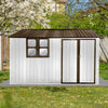 Chic White and Coffee Garden Shed with Windows