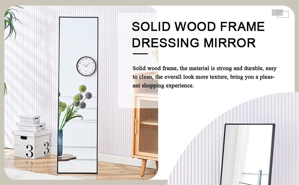 Elegant Full-Length Black Wood Mirror