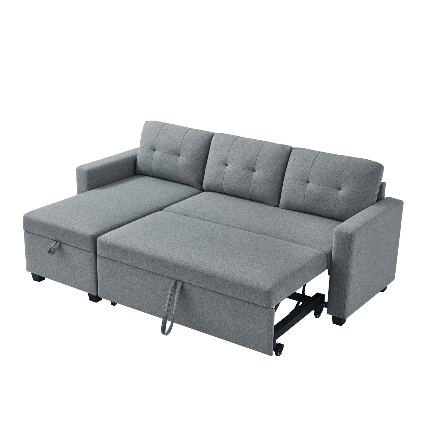 CozyConvertible Sectional Sofa with Storage in Light Grey