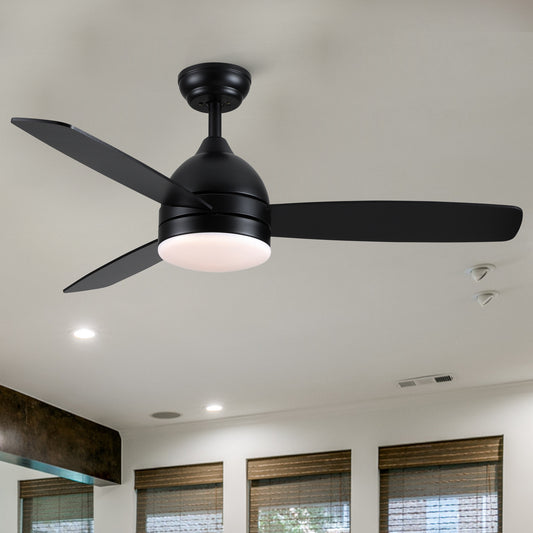 Sleek LED Ceiling Fan with Remote and Wood Blades