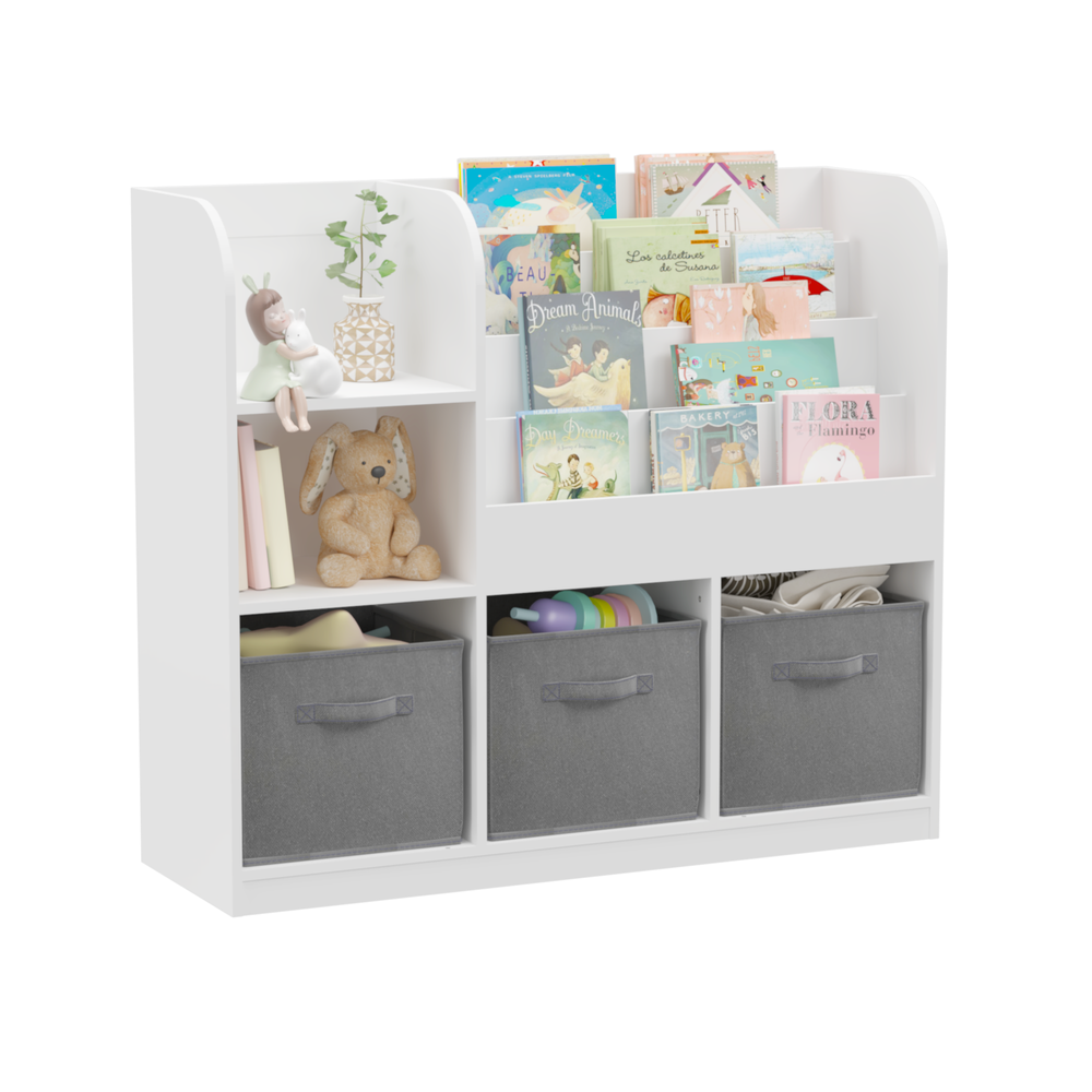 Playful Kids' Bookcase with Storage Bins