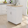 Rolling Kitchen Island Cart with Adjustable Shelves and Towel Rack