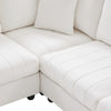 Chic Striped Sectional Sofa with Pillows and Ottoman