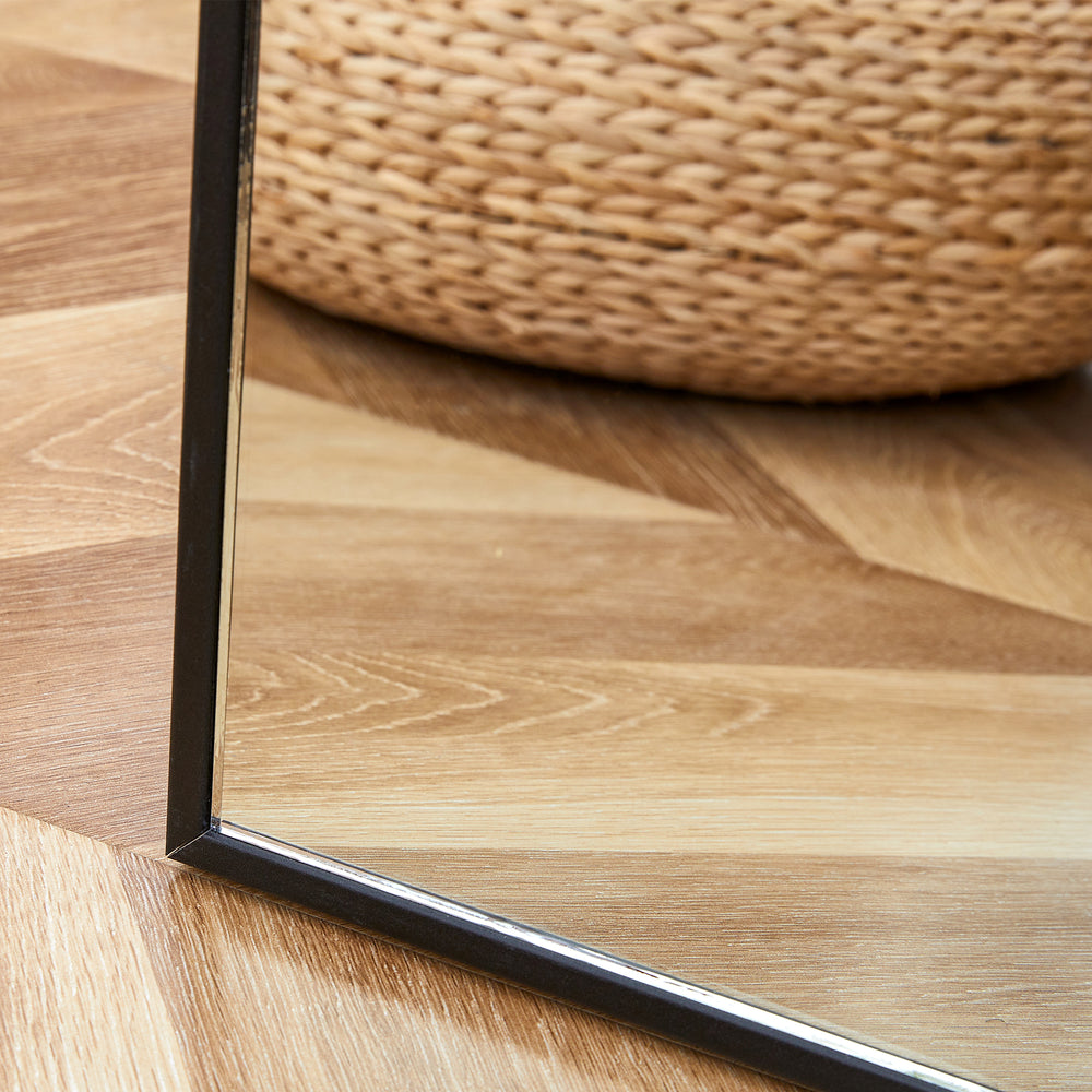 Chic Full-Length Black Wood Mirror