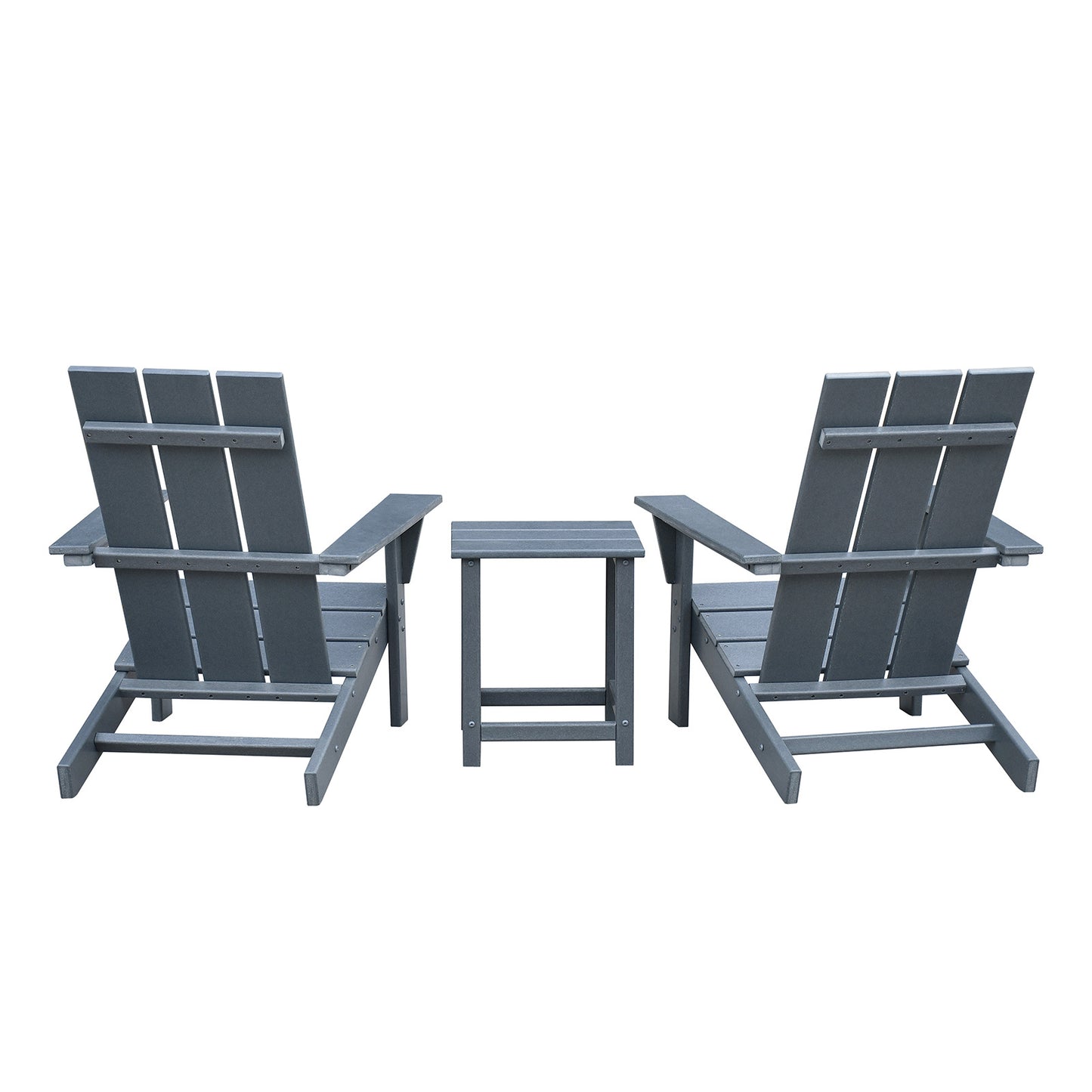 Cozy Grey Adirondack Chair Duo with Table for Outdoor Relaxation