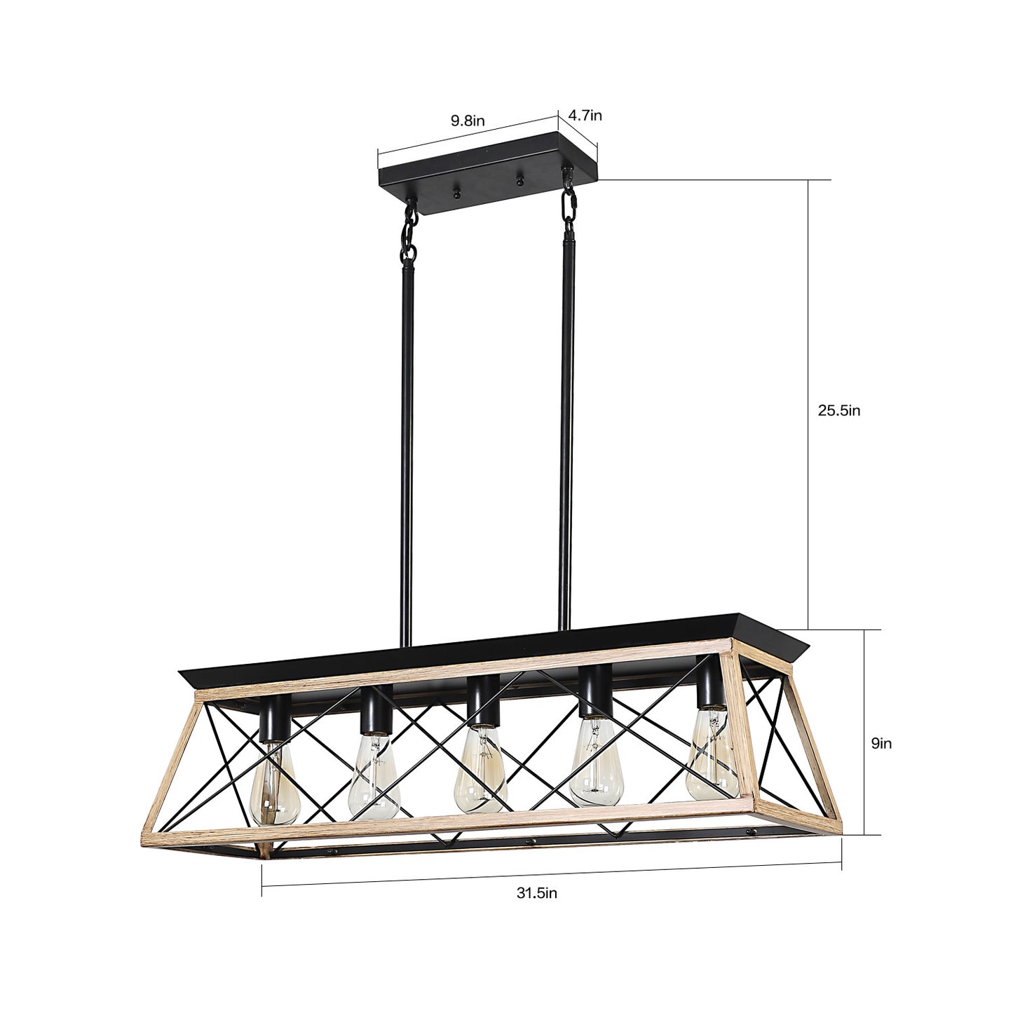 Rustic Oak 5-Light Dining Chandelier