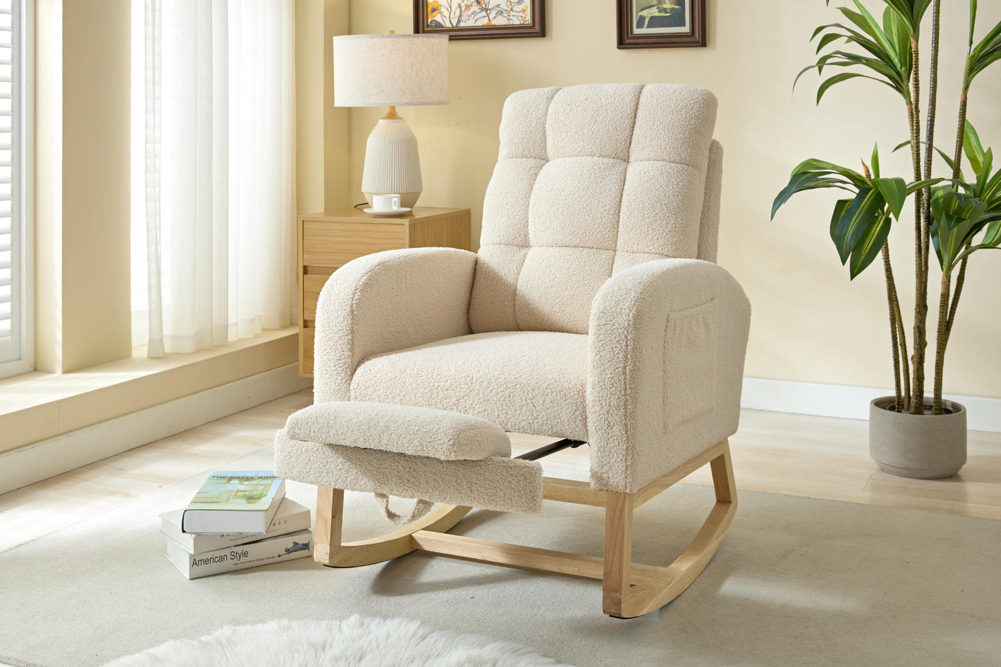 Cozy Rocking Lounge Chair with Footrest & Side Pocket