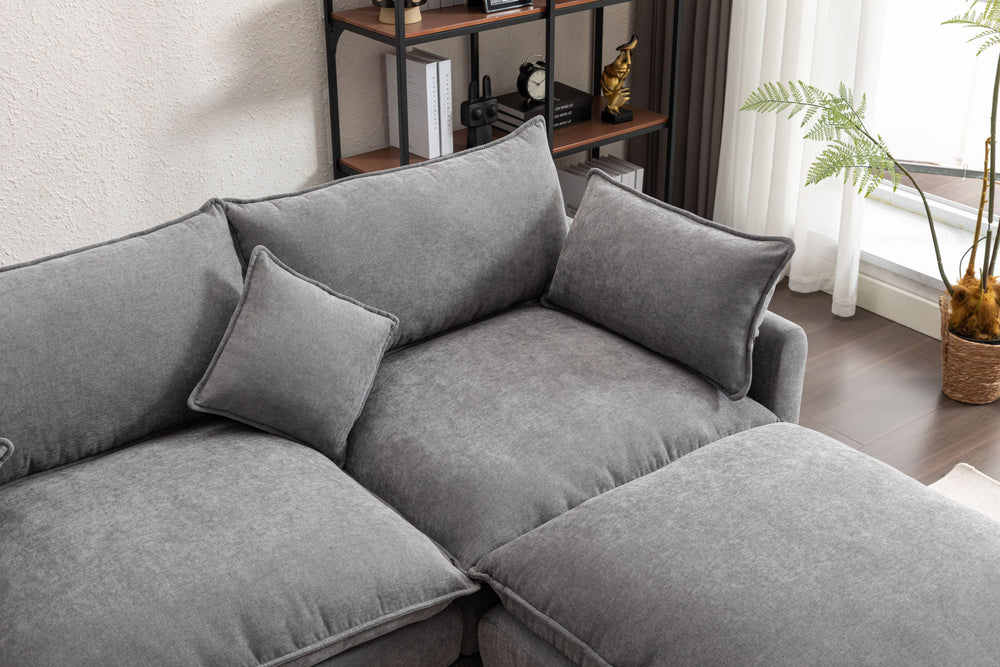 Chic Modular L-Shaped Sofa with Ottoman