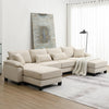 Cozy Corduroy Sectional Sofa Bed with Ottomans & Pillows