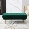 Velvet Glam Bench in Green with Gold Legs