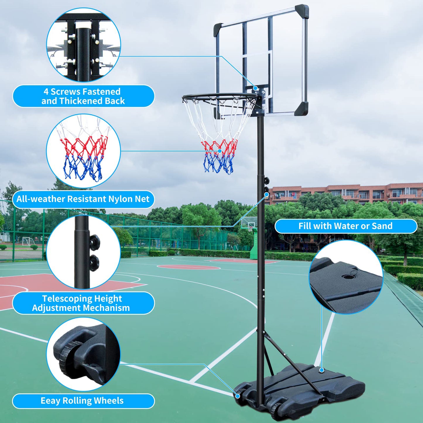 Easy-Set Portable Basketball Hoop - Adjustable for Indoor & Outdoor Fun!