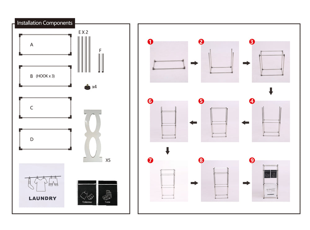 Sturdy Black Portable Clothes Rack with Adjustable Shelves