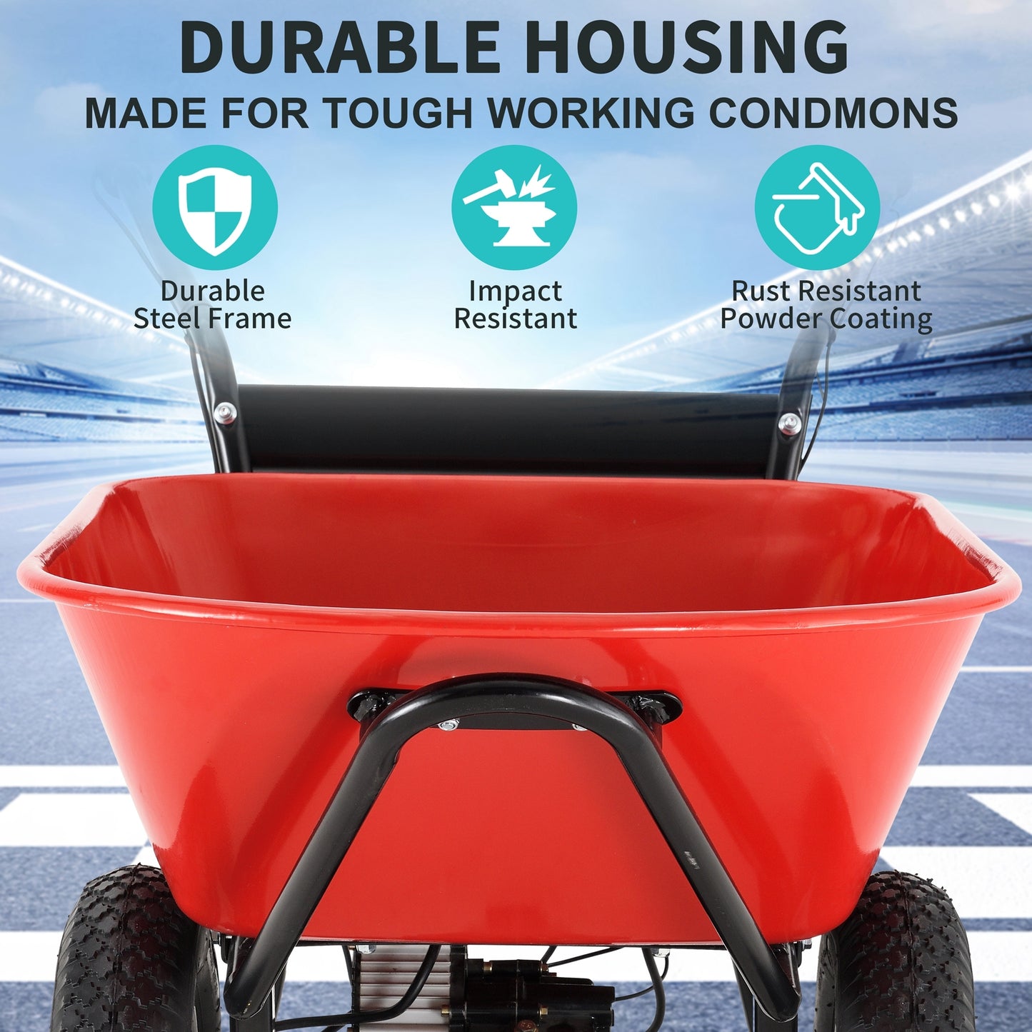 PowerHauler Electric Wheelbarrow - Max Capacity Debris Dump Cart