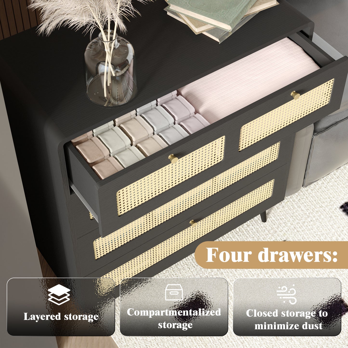 Rattan Charm Dresser - Stylish Storage for Any Room