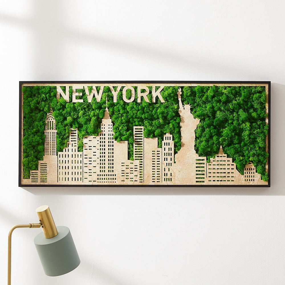 New York Skyline Moss Art