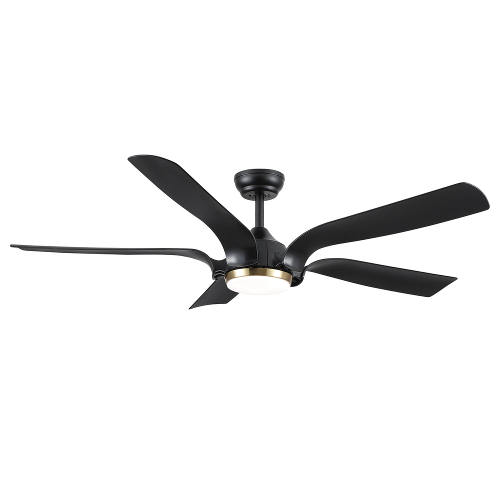 Smart Ceiling Fan with Sleek Matte Black Finish and Antique Brown Blades