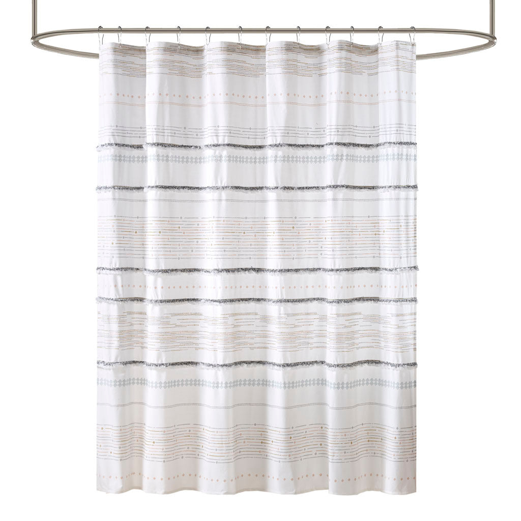 Chic Cotton Shower Curtain with Stylish Trims