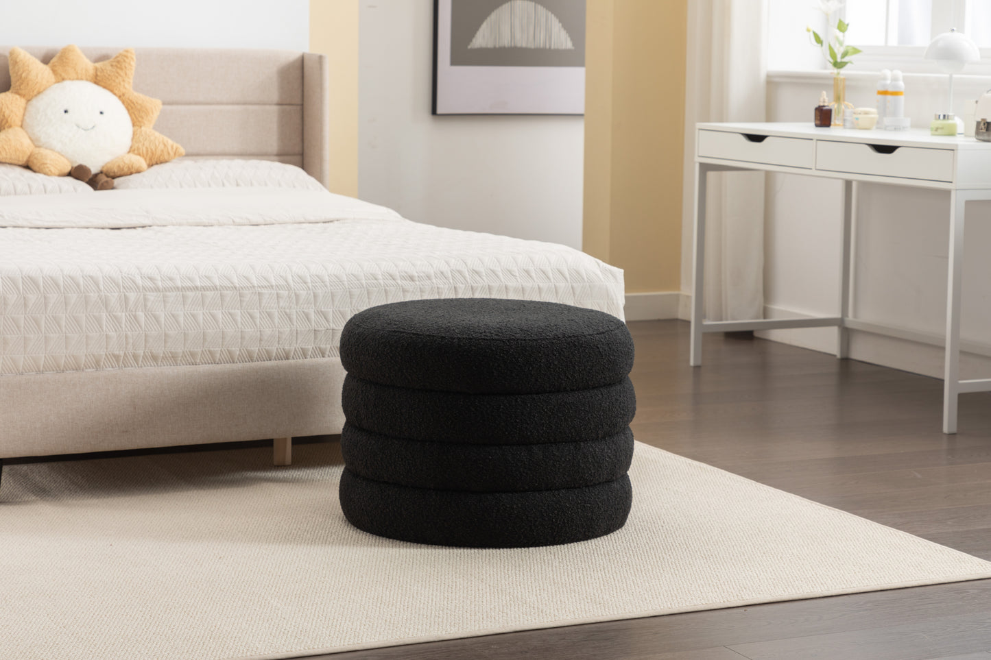 Stylish Black Storage Ottoman