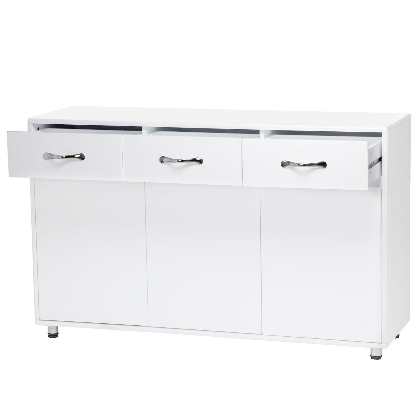 Chic White Three-Door Side Table