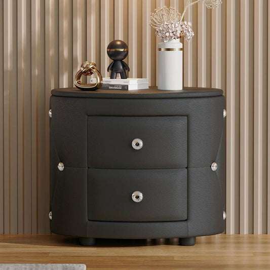 Chic Black Nightstand with Crystal Accents