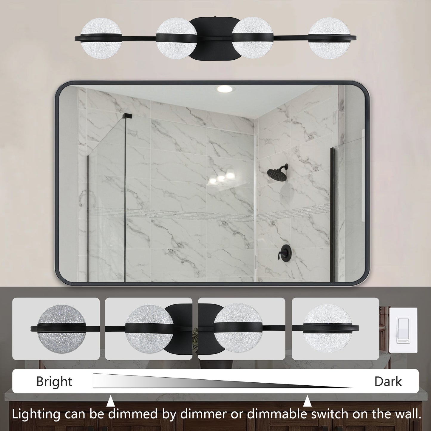 Sleek Frosted Glass Vanity Light