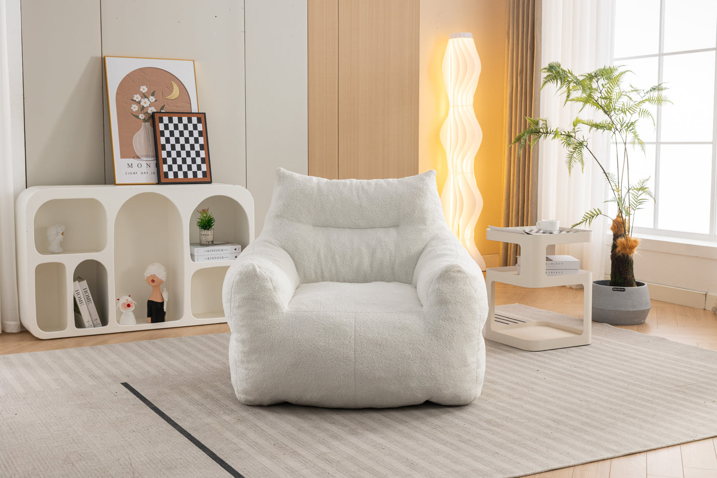 Cozy Ivory Teddy Bean Bag Chair