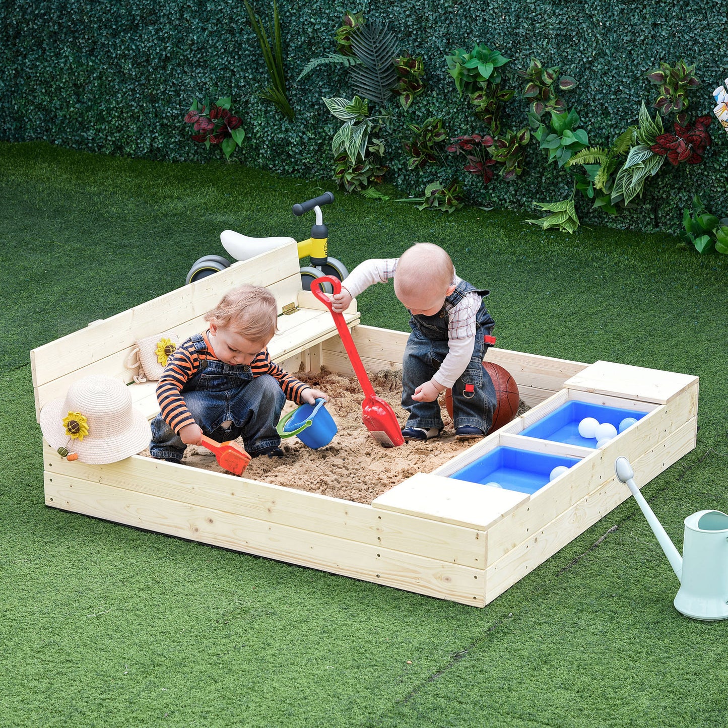 Sunny Kids Sandbox with Storage & Waterproof Cover