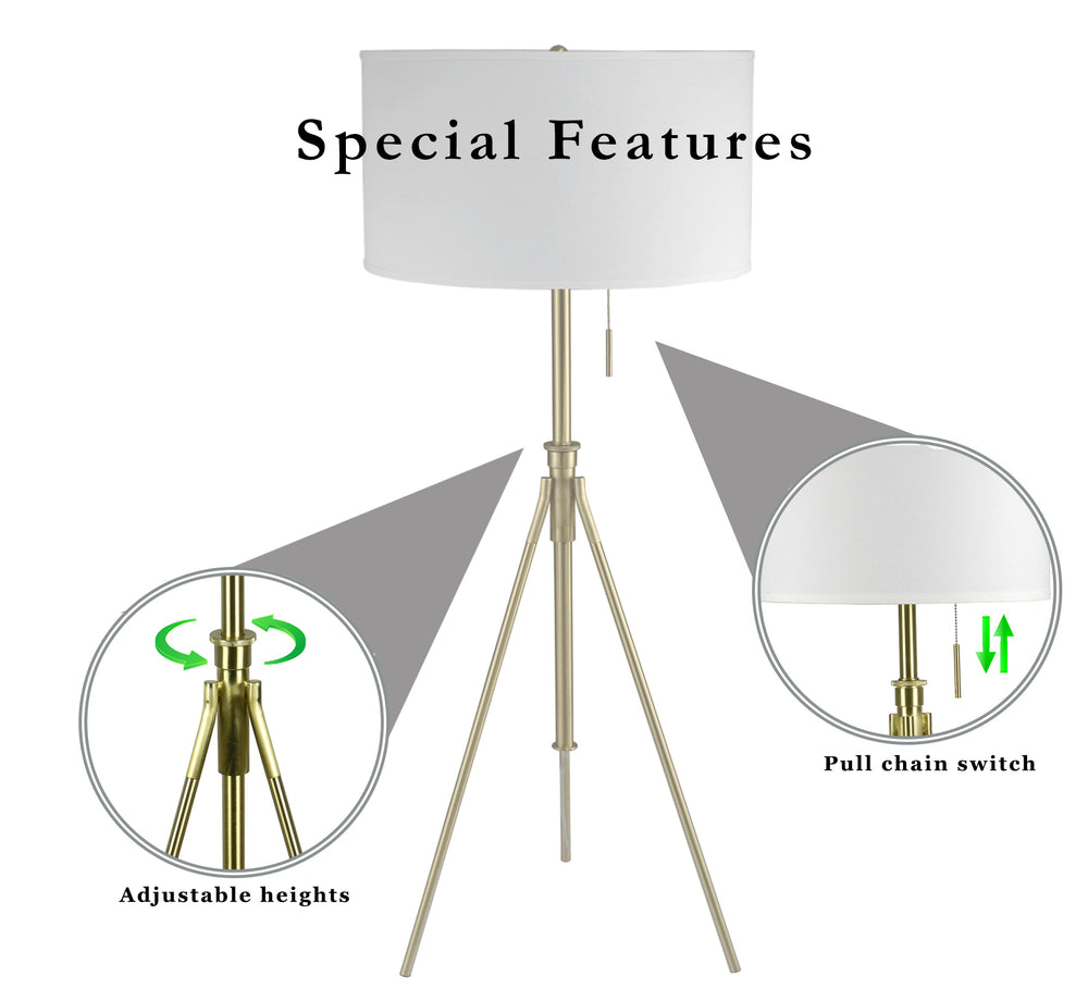 Versatile Adjustable Tripod Floor Lamp with Shade