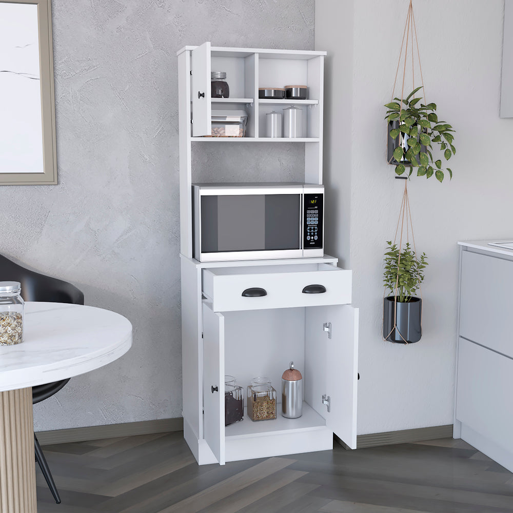 Charming White Pantry Cabinet with Drawer