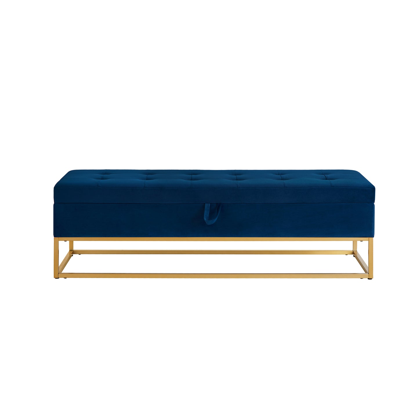 Chic Navy Velvet Storage Bench